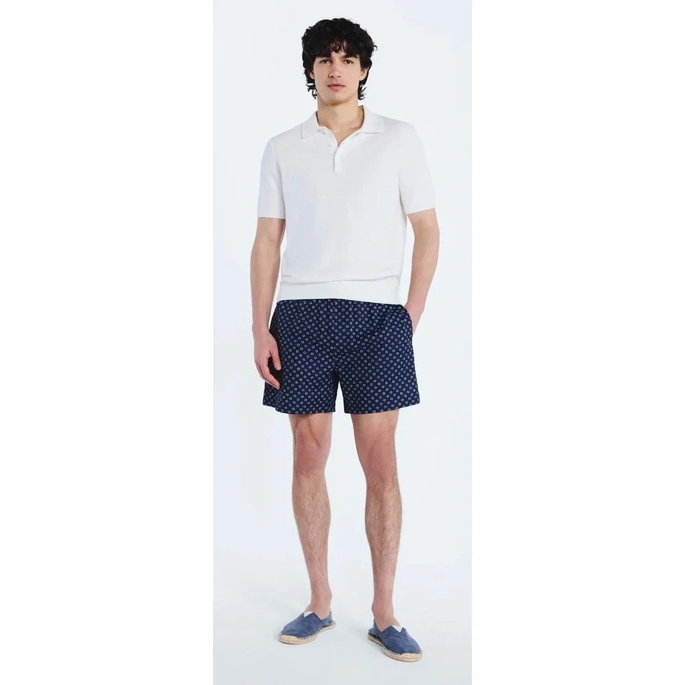 Free Assembly Mens Swim Stretch Seersucker Board Shorts Navy Floral 5 Inch 3XL